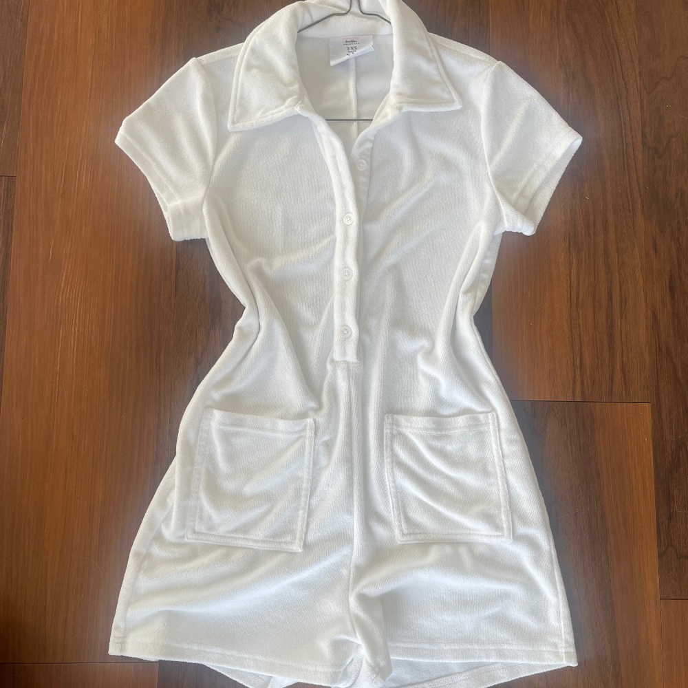 House of Wallace Bondi Seashell White Romper Terry Cloth Cover Up